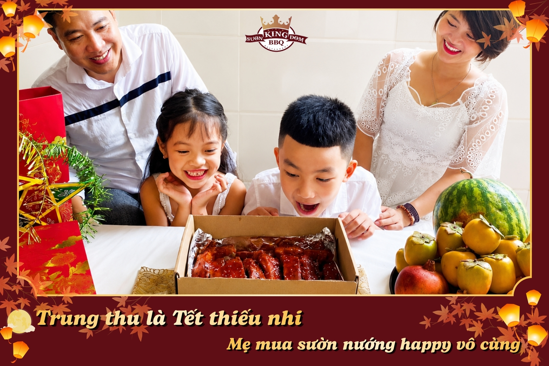 Trung thu là tết thiếu nhi, mẹ mua sườn nướng happy vô cùng!